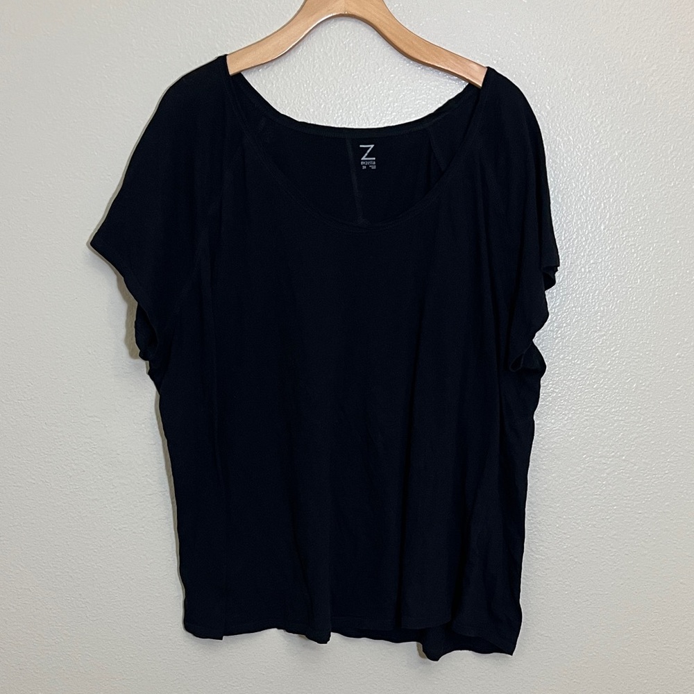 Zella Classic Black Plus Size Cotton Short Sleeve Top